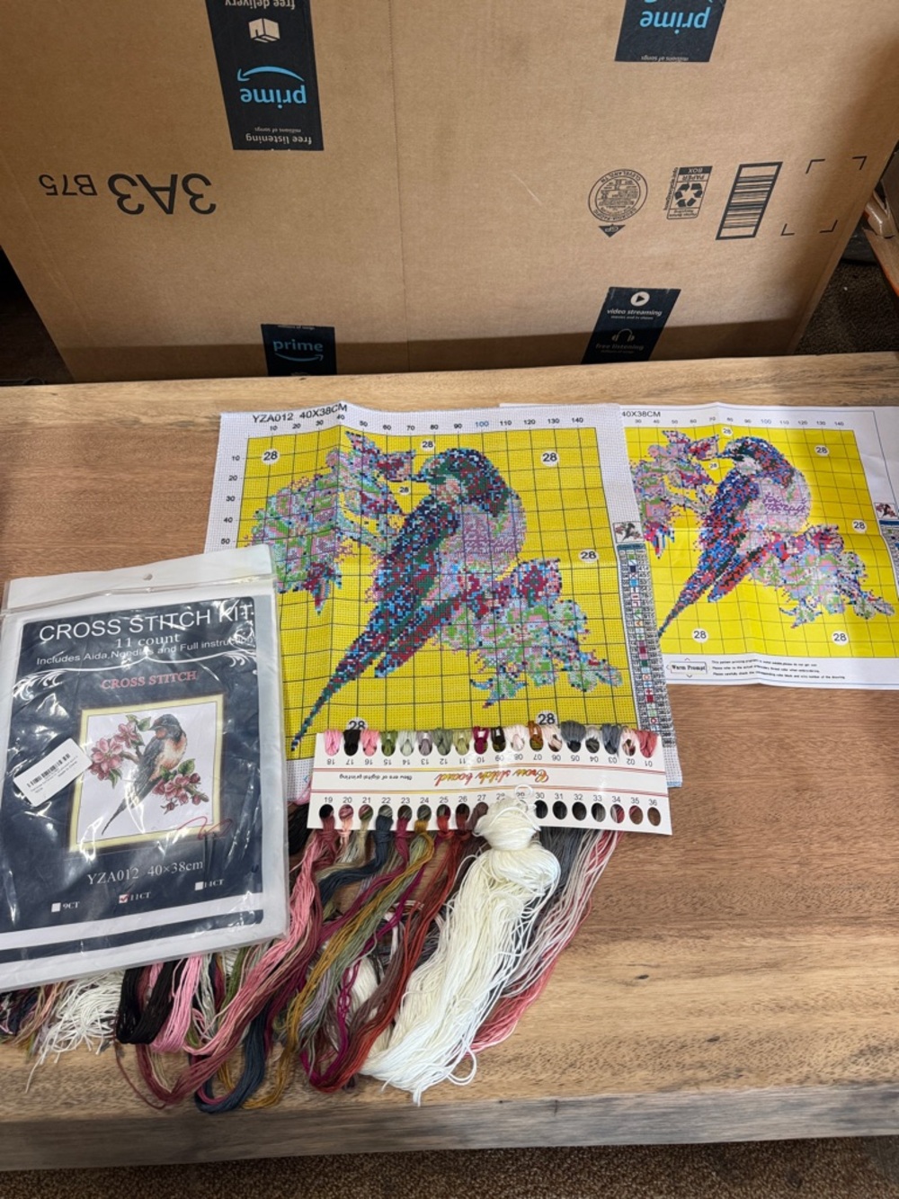 Bird Cross Stitch Kit with Multi-Color Threads